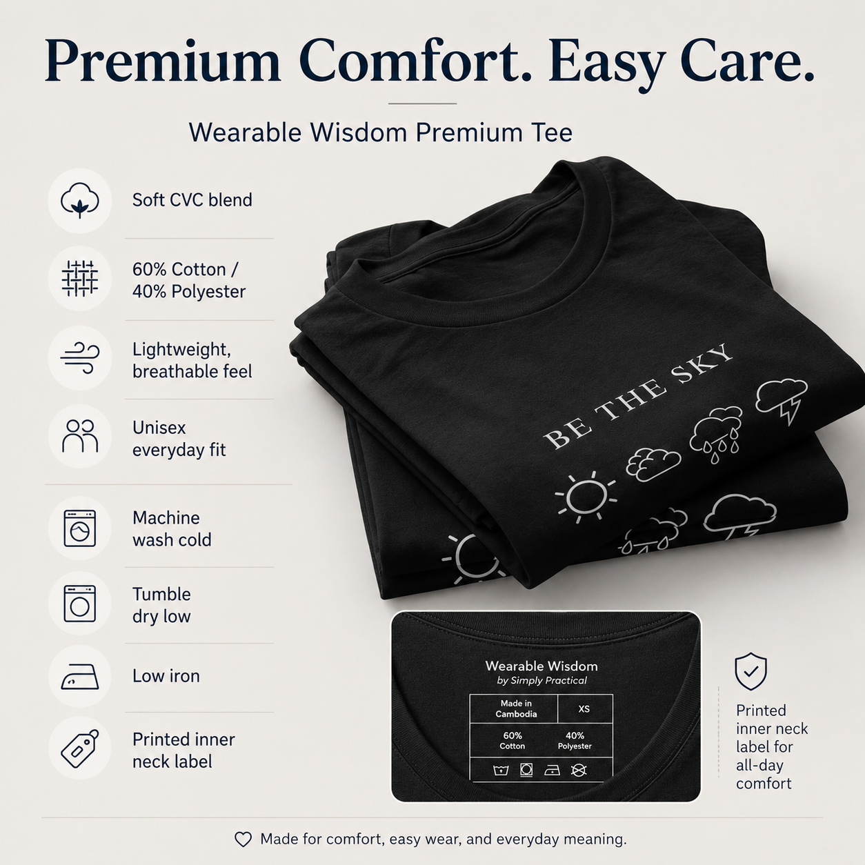 BE THE SKY / LET THE WEATHER PASS | Premium Tee - Black
