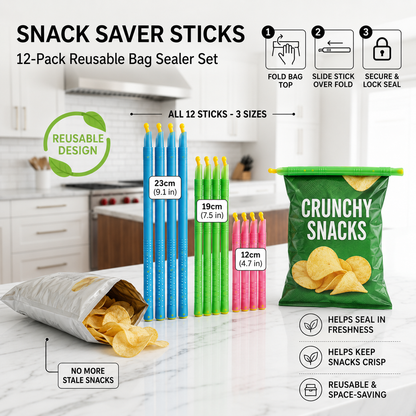 Snack Saver Sticks • Reusable Bag Sealer Set (12-Pack)