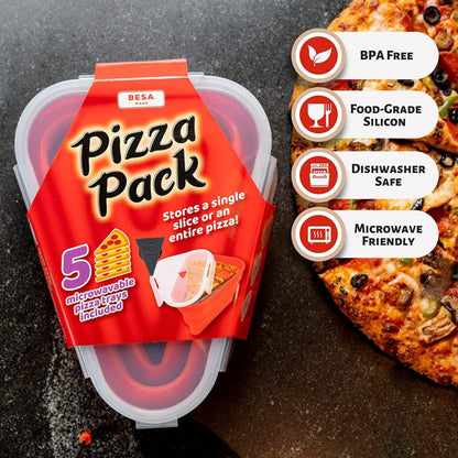 Pizza Pack The Perfect Reusable Pizza Storage Container with 5 Microwavable Serving Trays